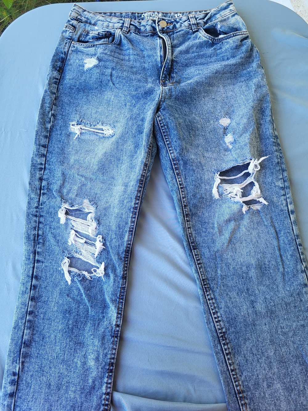 Refuge Denim Distressed Acid Wash High Rise Mom Vintage Jeans Size 13